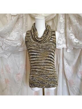 90s cowl neck woven silk sleeveless top with open back Sz. M